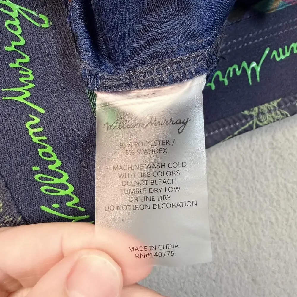 William Murray Golf Shorts Mens 34 Blue Golf Print Straight Fit Stretch